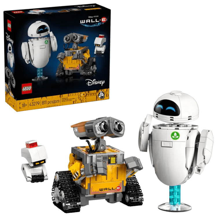 WALL-E and EVE lego set featuring the LEGO box art